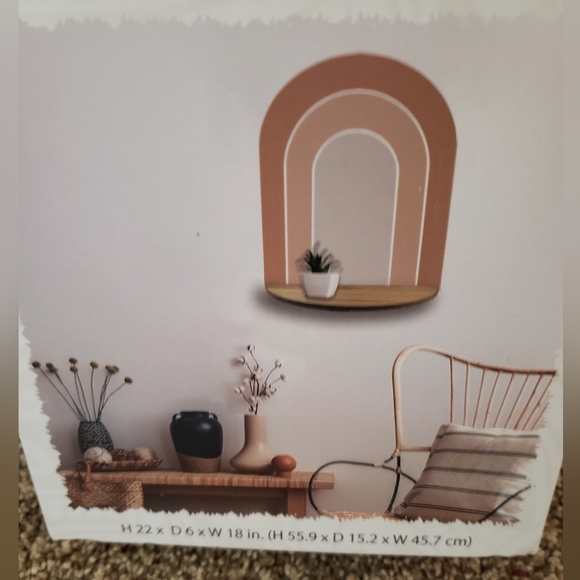 New in the package boho style solid wood shelf & rainbow decal wall decor set - Picture 4 of 4